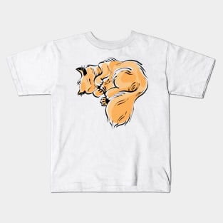 Orange Fluffy Sleepy Kitty Kids T-Shirt